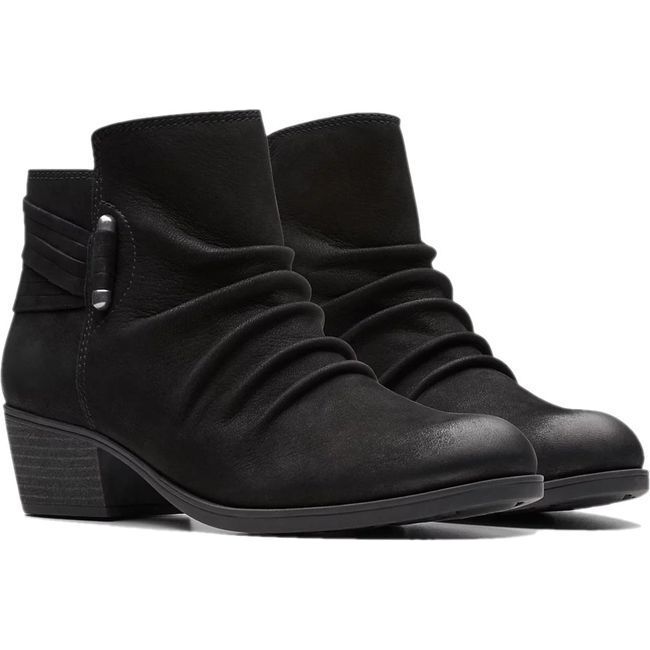 Clarks Women&#39;s Charlten Rosa Bootie Black Nubuck 26179576