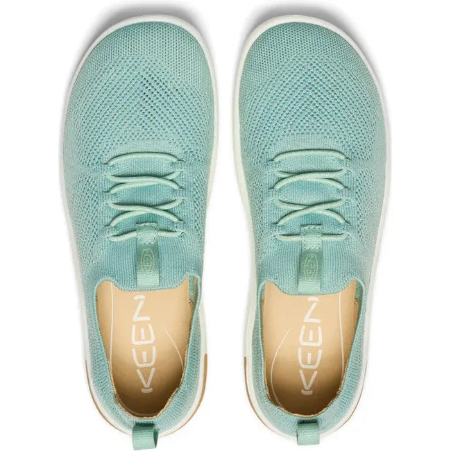 Top down view of Women&#39;s Keen KNX Knit Sneaker in Granite Green Lichen colorway