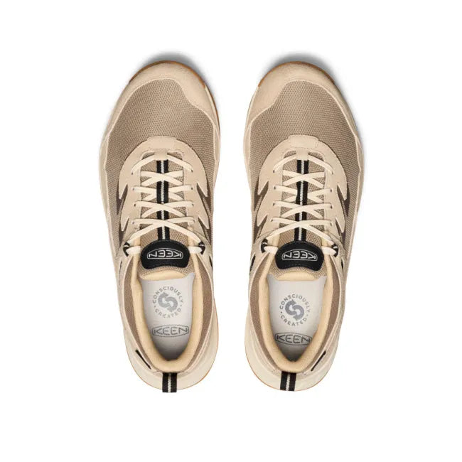 Lace upper of KEEN Men's Hightrail Waterproof Hiking Shoes In Brindle Birch Beige