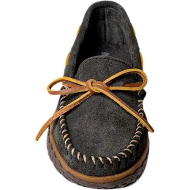 Minnetonka Women's Tie Tread Moccasin Charcoal 361A