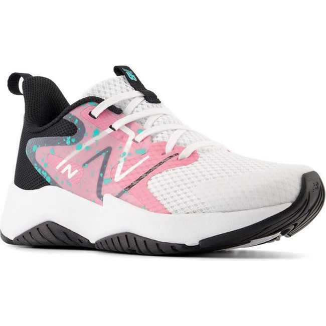New Balance Kids' Rave Run Running Shoe White/Real Pink/Black PKRAVFP2