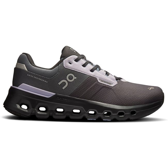 Lateral side of On Running Women's Cloudrunner 2 Waterproof Running Shoe in Iron Nimbus gray