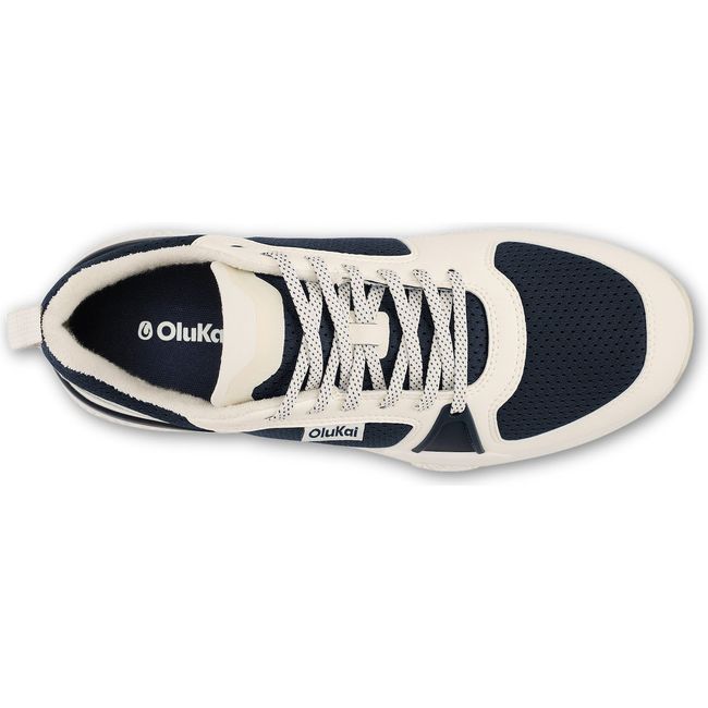 Top down view of Men&#39;s Olukai Anau Court Shoe in Mood Indigo and Bright White