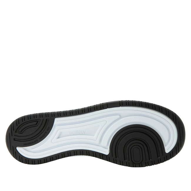 White sole of Alegria Women's Adysen Shoes in Black Leather