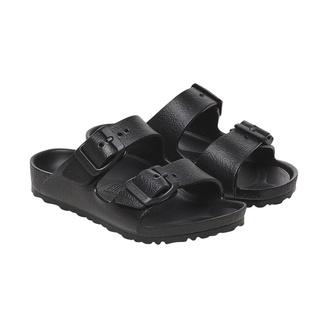 Angled Pair of Birkenstock Kids' Arizona EVA Sandal in Black