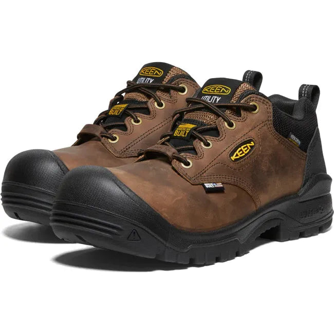 Keen Men&#39;s Independence Oxford Waterproof Carbon Fiber Toe Work Shoe Dark Earth Black 1028285