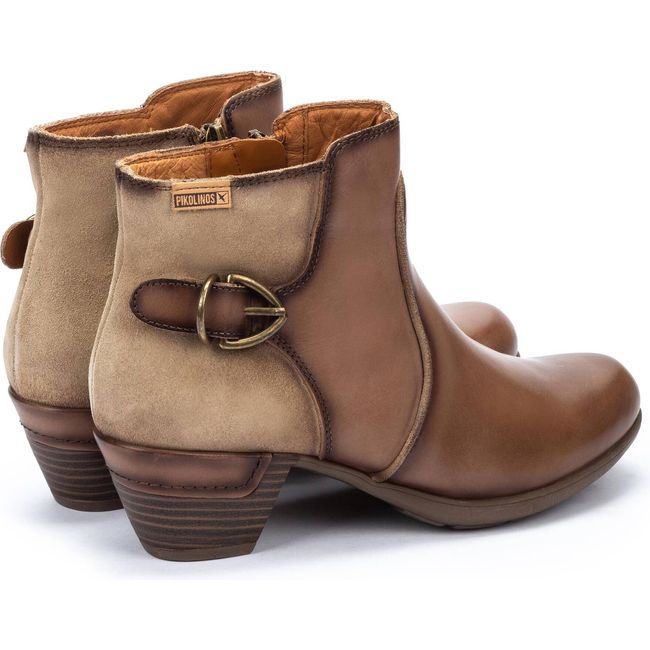 Back angled view of Women's Pikolinos Rotterdam Boot in siena brown leather