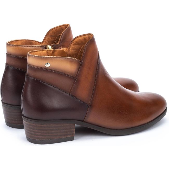Back angled view of Women's Pikolinos Daroca Ankle Boot in brown leather