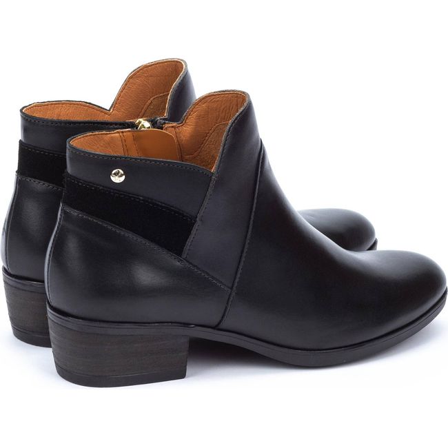 Back angled view of Women's Pikolinos Daroca Ankle Boot in black leather