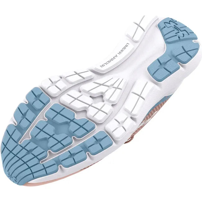 Sole of Kids Under Armour Surge 3 Running Shoes in white with color accents