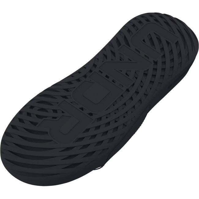 Sole of Women's Under Armour Ignite Select Slide in black with black outsole and tread
