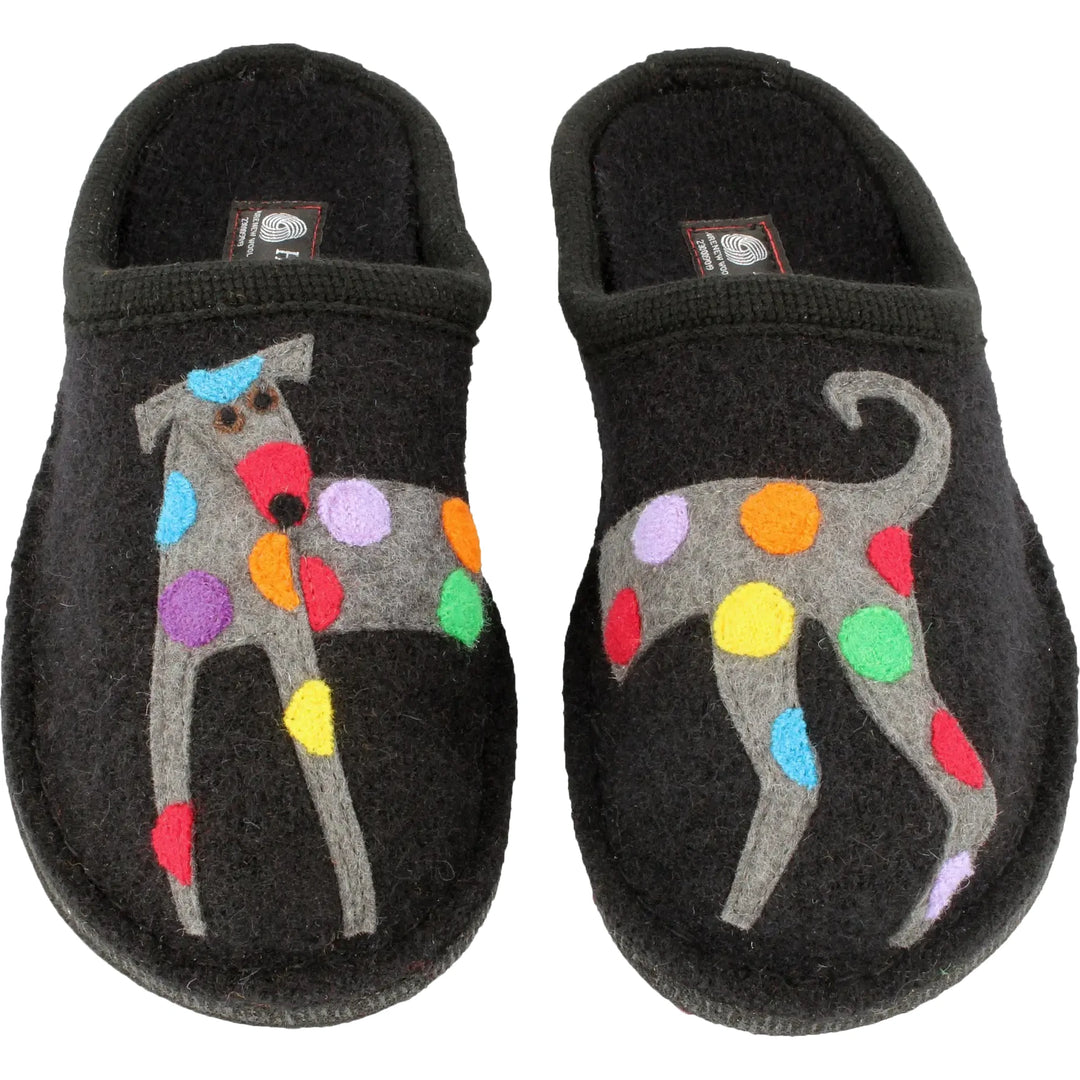 Haflinger Women’s AR Jack Slipper in Black, top view of pair