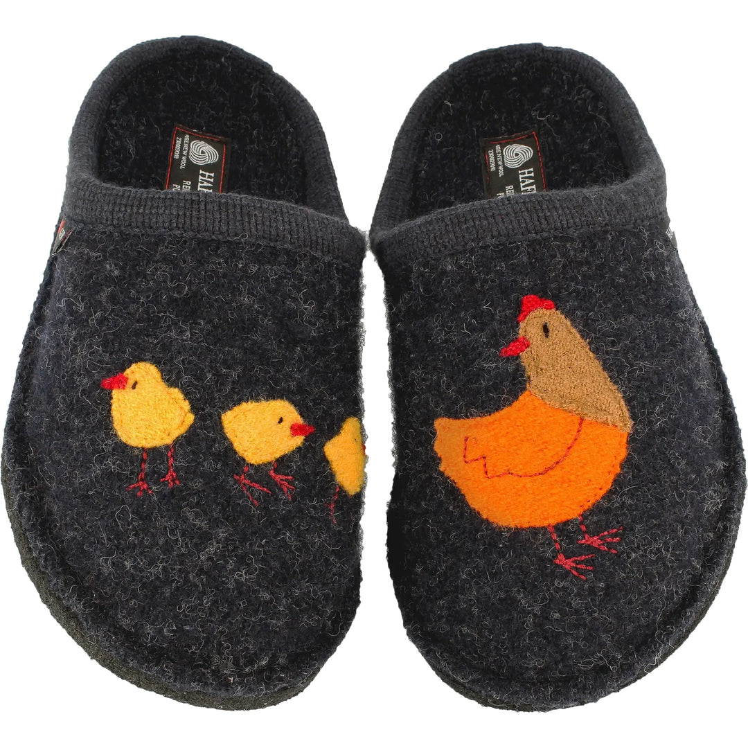 Haflinger Women's Gallina Slipper in Captains Blue, top view of pair