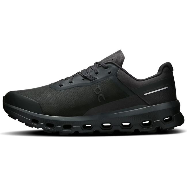 Medial side of Men's On Running Cloudvista 2 Trail Running Shoe in all Black
