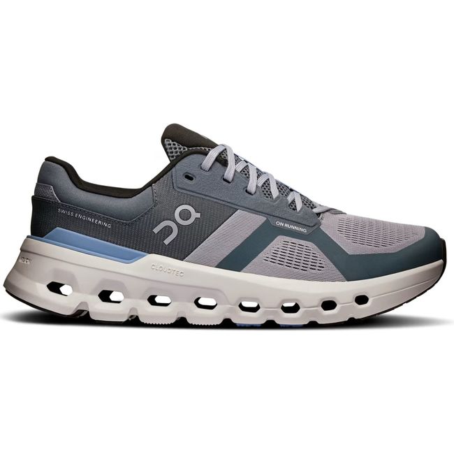 Lateral side of On Running Men's Cloudrunner 2 Running Shoe in alloy grey