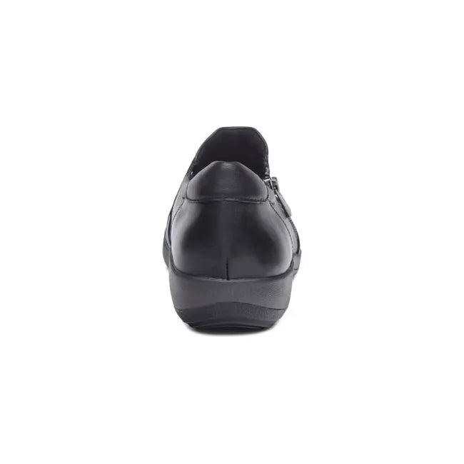 Heel of Aetrex Women's Katie Shoe in Black Leather