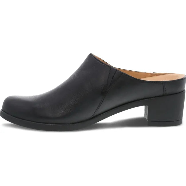 Side view of Women's Dansko Carrie Heel in black leather
