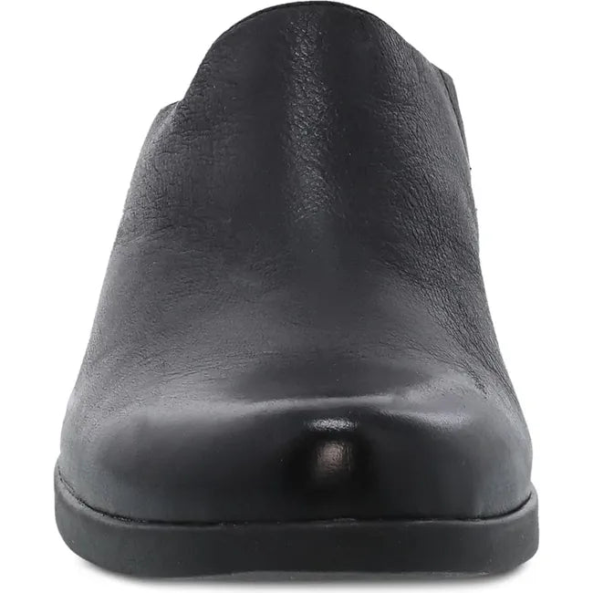 Front view of Women's Dansko Carrie Heel in black leather