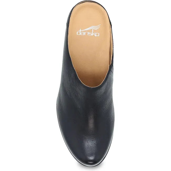 Top view of Women's Dansko Carrie Heel in black leather