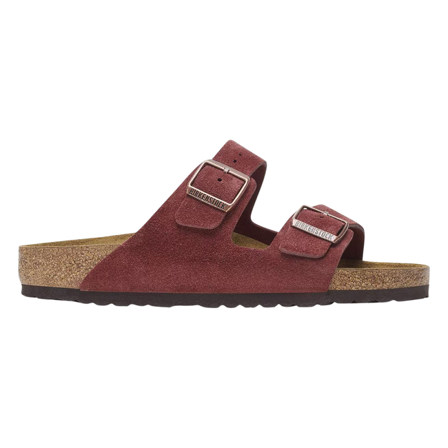 Side of Birkenstock Women's Arizona Suede Sandal in Zinfandel Red