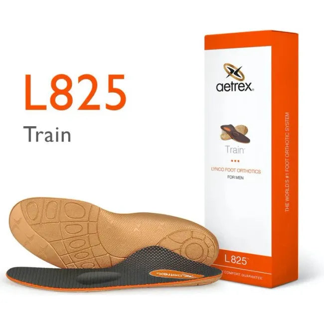 Box and pair of Aetrex Men's L825 Metatarsal Arch Support Orthotics