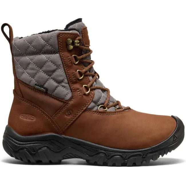 Lateral side of Keen Women's Greta II Waterproof Boot in Bison Brown