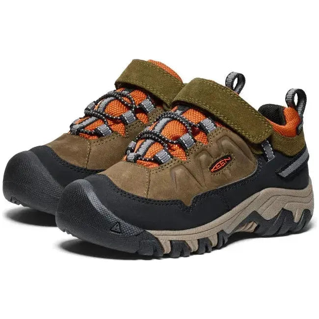 Keen Kids' Targhee IV Waterproof Hiking Shoe Dark Olive/Gold Flame 1029614