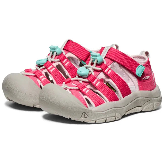 Pair of KEEN Little Kids' Newport H2 Closed Toe Sandal in Raspberry Giggle Pink 