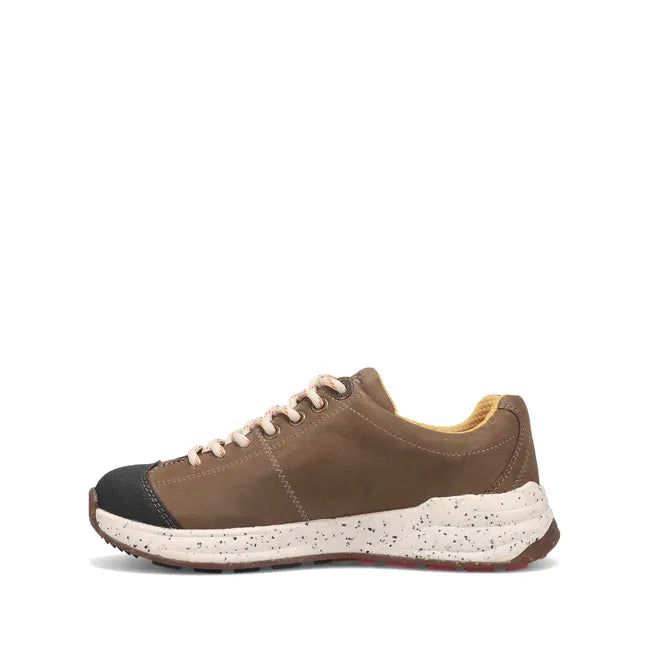 Medial side of Women's Taos Waterproof Shasta Shoe in dark taupe leather with white sole