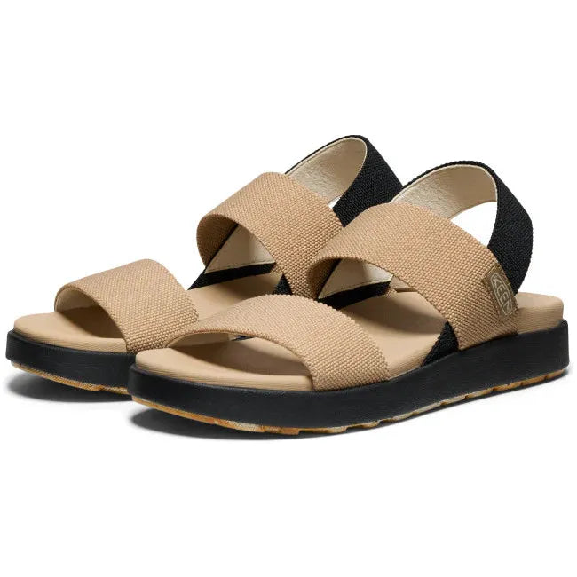 Pair of Women's KEEN Elle Backstrap Sandals in tan cornstalk black colorway