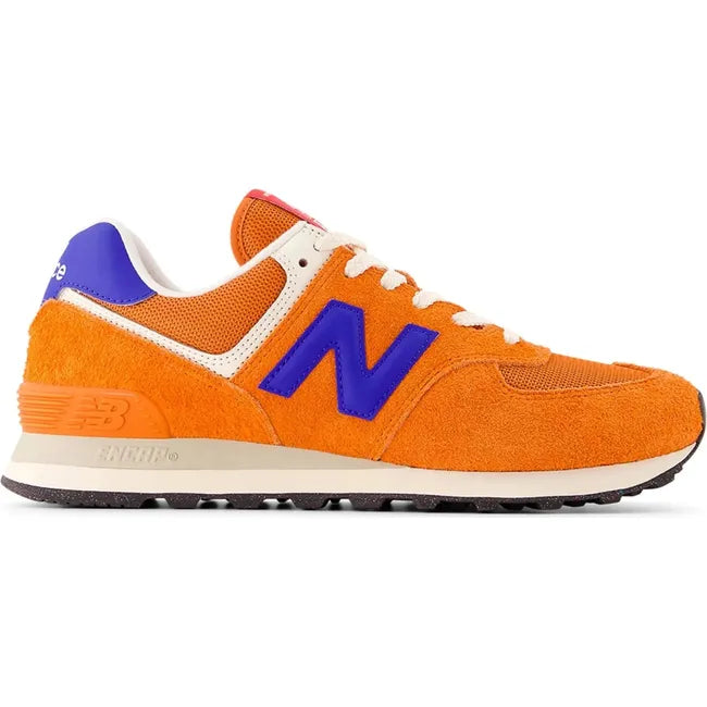 Lateral side of Unisex New Balance 574 Lifestyle Shoe in Sienna Orange