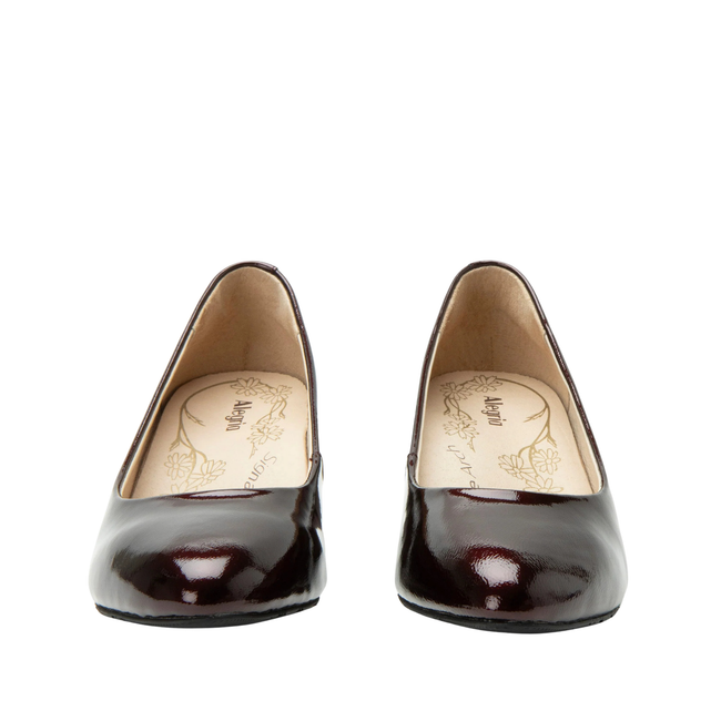 Front of Alegria Women's Lisah Heels in Jam Burgundy Patent Leather