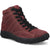 Front angled view Women's Taos High Top Trail Mix Sneaker in wine red ruff leather and black laces