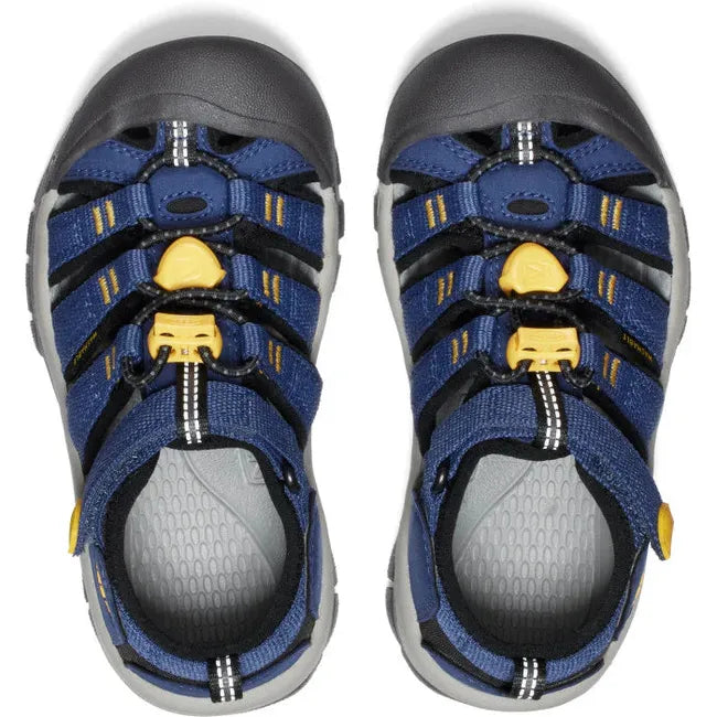 Upper of KEEN Little Kids Newport H2 Closed Toe Sandal in Naval Academy and Keen Yellow