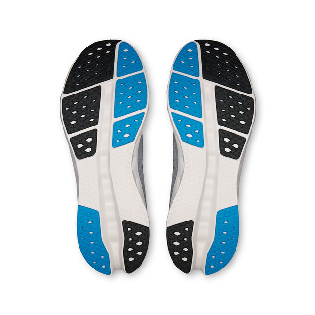 Soles of On Running Men's Cloudsurfer 2 Running Shoe in Black Malibu