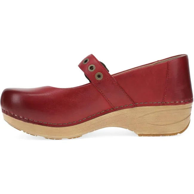 Dansko XP 2.0 Mary Jane clog in red leather, side profile