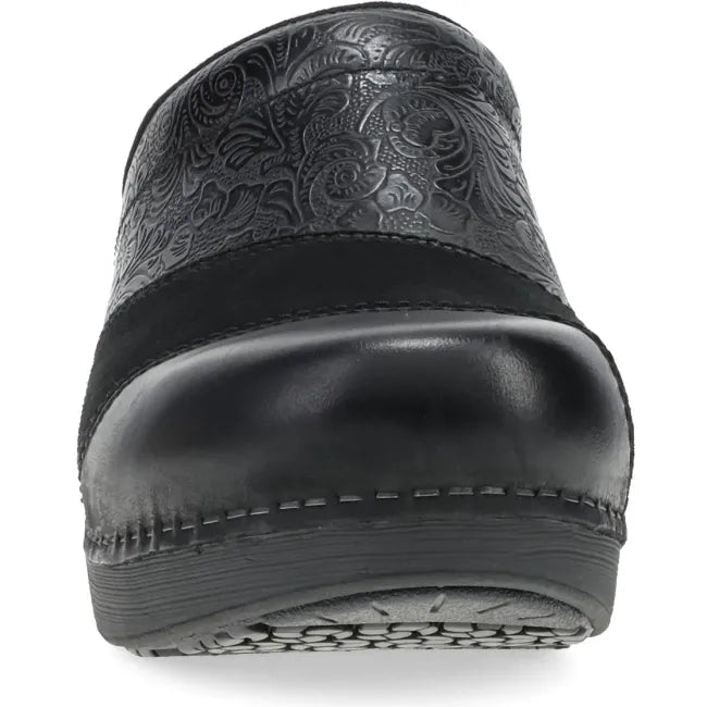 Dansko Zinnia clog mule in black, front view
