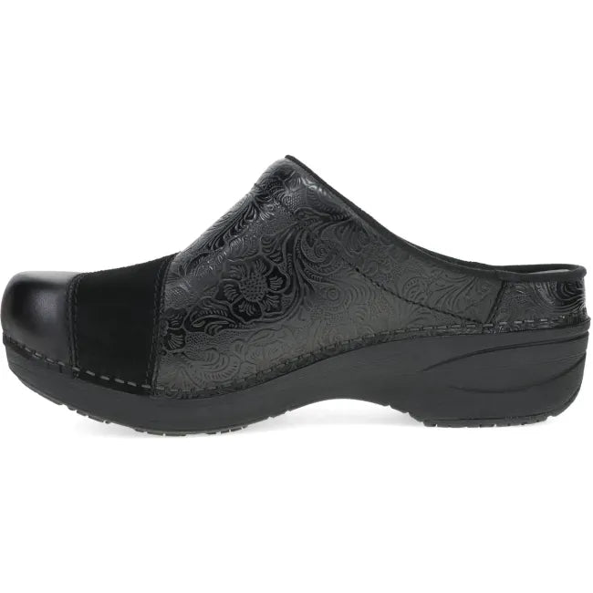 Dansko Zinnia clog mule in black, side profile