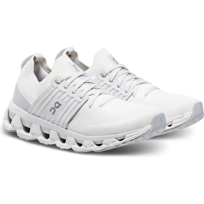 Pair of On Running Women&#39;s Cloudswift 3 Running Shoes in white and frost gray
