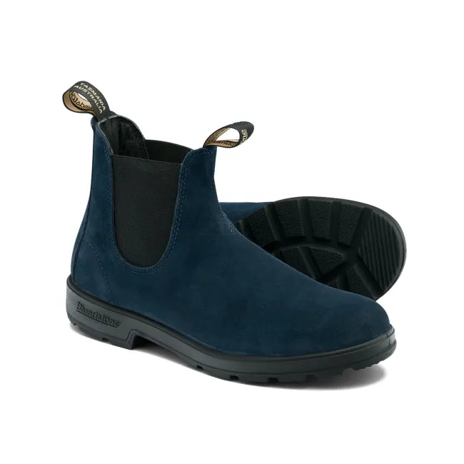 Pair of Waterproof Blundstone Unisex Originals 2503 Chelsea Boot in navy blue suede