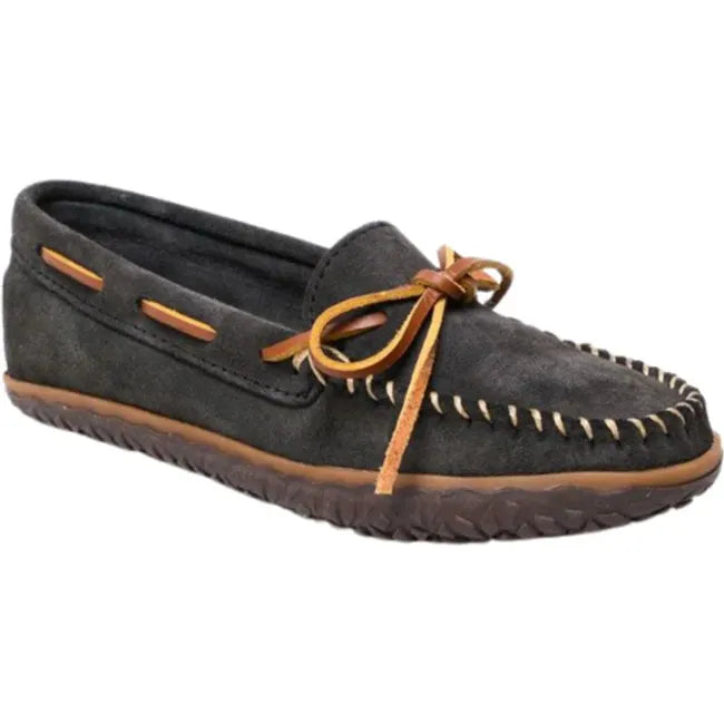 Minnetonka Women's Tie Tread Moccasin Charcoal 361A