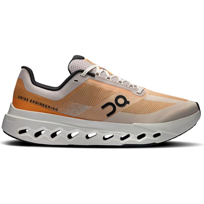 Lateral side of Men's On Running Cloudsurfer Next Running Shoe in Tangerine orange and Ivory