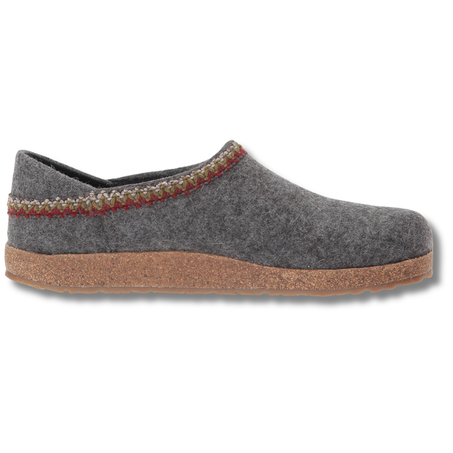 Medial Side of Haflinger Unisex GZH Zigzag Clog in Anthrazit Grey