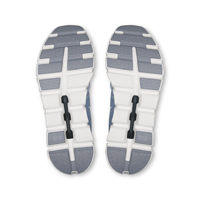 Soles of On Running Women's Cloud 6 Running Shoe in Nimbus White