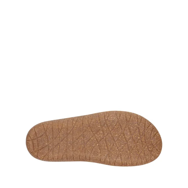 Sole of slip on Women's Taos Good Wool Slipper Boot in brown olive wool with than rubber sole