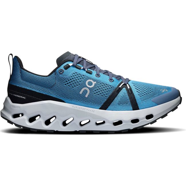 Lateral side of Men's On Running Cloudsurfer Trail Running Shoe in Niagara Glacier blue