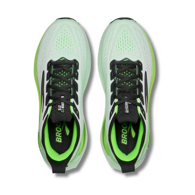 Tops of Brooks Men's Glycerin 23 GTS Running Shoe in Phantom Green