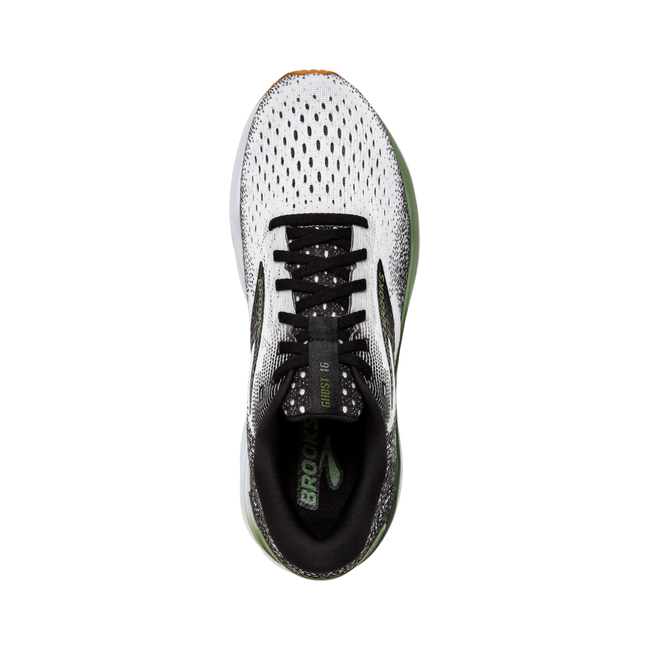 Brooks Men&#39;s Ghost 16 Running Shoe White/Black/Green 110418-192
