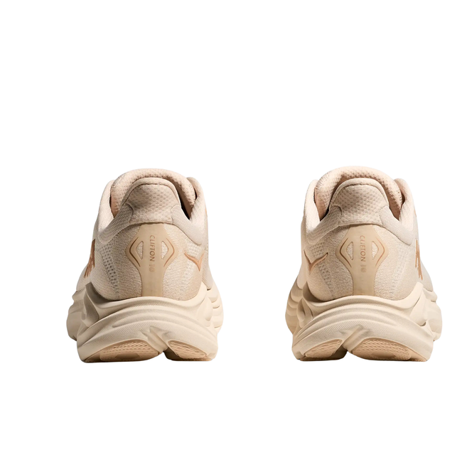 Heels of Hoka Women's Clifton 10 Running Shoe in Vanilla Birch