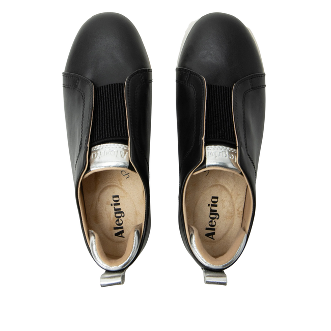 Upper of Alegria Women's Reah Slip On Shoes in black leather